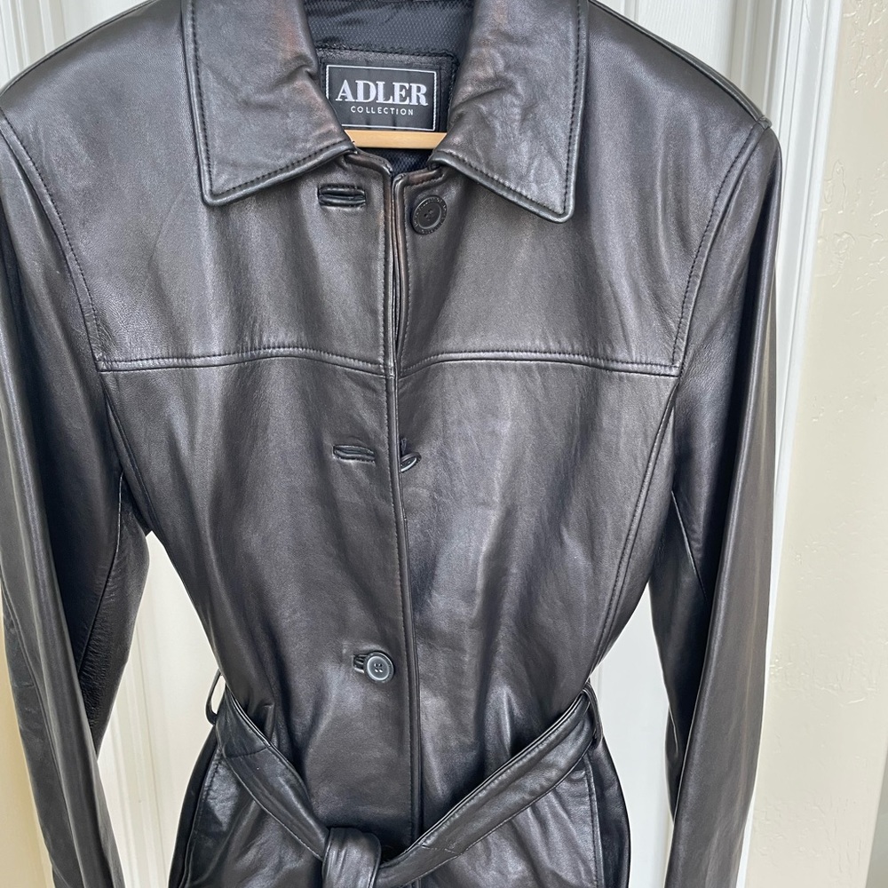 Adler black leather jacket in excellent condition .